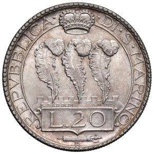 Italian coins - SAN MARINO 20 Lire 1933 - Gig. 4 AG (g 15,05) Mini...