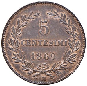 Italian coins - SAN MARINO 5 cents 1869 - CU (g 5.15)...