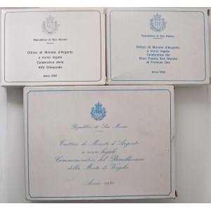 Italian coins - SAN MARINO Trittico Virgilio 1981, Dittico 1989 Fo...