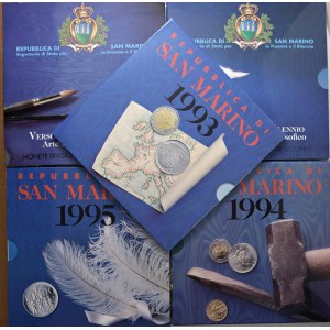 Italian coins - SAN MARINO Divisionali 1993, 1994, 1995, 1996, 199...