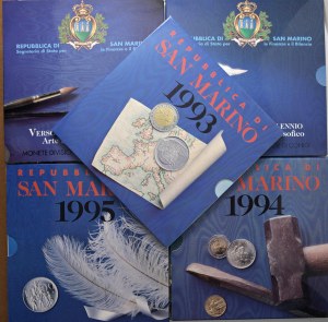 Italian coins - SAN MARINO Divisionals 1993, 1994, 1995, 1996, 199...