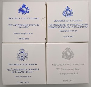 Italian coins - SAN MARINO 10 Euro 2008 Palladio, 2009 Anniversaries...