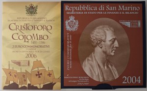 Italian coins - SAN MARINO 2 Euro 2004 Borghesi, 2006 Colombo, 200...