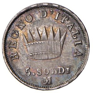 Napoleonic Coins Minted in Italy - Napoleon (1805-1814) Milan - 5 Soldi 1814 - Gig....