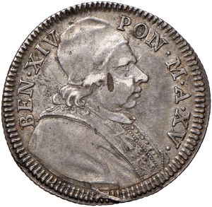 Papal coins - Benedict XIV (1740-1758) Fifth of shield 1754 A. ...