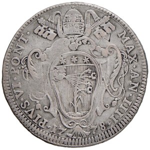 Papal coins - Pio VI (1774-1799) Bologna - Mezzo scudo 1778 A. I...