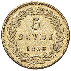 Papal coins - Gregorio XVI (1831-1846) 5 Scudi 1838 A. VIII - No...