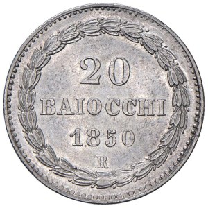 Papal coins - Pio IX (1846-1878) 20 Baiocchi 1850 A. IV - Nomism...