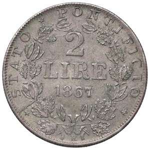 Papal coins - Pius IX (1846-1870) 2 Lire 1867 A. XXII - Nomisma 8...