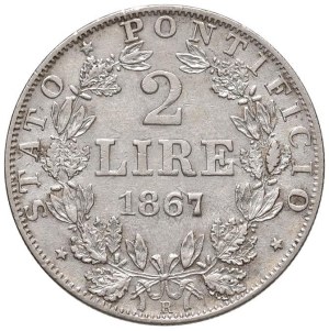 Papal coins - Pius IX (1846-1870) 2 Lire 1867 A. XXII - Nomisma 8...