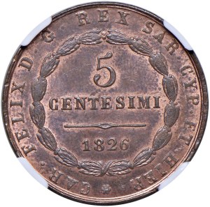 Savoy Coins - Charles Felix (1821-1831) 5 cents 1826 T - Names...
