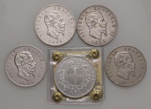 Savoy Coins - Victor Emmanuel II (1861-1878) 5 Lire 1871, 1874...