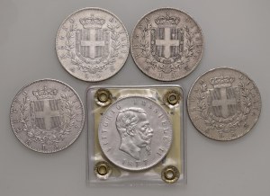Savoy Coins - Victor Emmanuel II (1861-1878) 5 Lire 1871, 1874...
