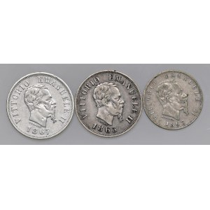 Savoy Coins - Vittorio Emanuele II (1861-1878) Lotto di tre mone...