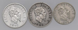 Savoy Coins - Victor Emmanuel II (1861-1878) Lot of three mone...