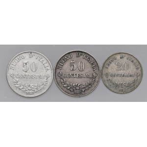 Savoy Coins - Vittorio Emanuele II (1861-1878) Lotto di tre mone...