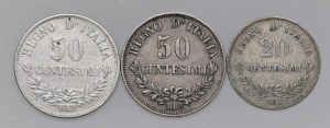 Savoy Coins - Victor Emmanuel II (1861-1878) Lot of three mone...