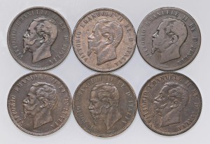 Savoy Coins - Victor Emmanuel II (1861-1878) Lot of six mone...
