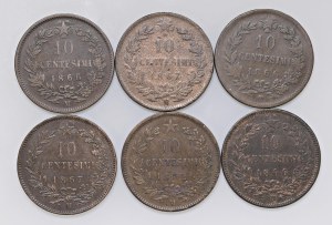 Savoy Coins - Victor Emmanuel II (1861-1878) Lot of six mone...