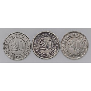Savoy Coins - Umberto I (1878-1900) 20 Centesimi - Lotto di tre ...