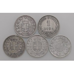 Savoy Coins - Lotto di cinque monete da una Lira...