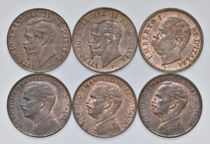 Savoy Coins - Lot of six 1-cent pieces in altissima with...