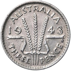 Foreign coins - AUSTRALIA Giorgio VI (1936-1952) 3 Pence 1943 - KM...