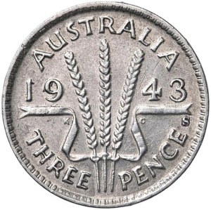 Foreign coins - AUSTRALIA George VI (1936-1952) 3 Pence 1943 - KM...