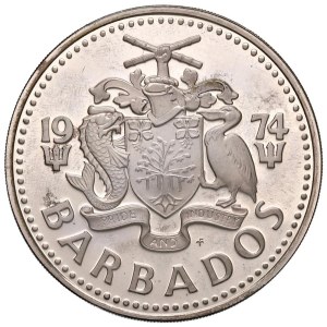 Foreign coins - BARBADOS $5 1974 - AG (g 31.70)...
