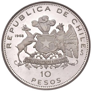 Foreign coins - CILE 10 Pesos 1968 - KM 183 AG (g 45,00) Arrivo de...