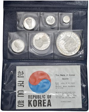 Foreign coins - KOREA 1,000, 500, 250, 200, 100 and 50 Won 1970 - AG...