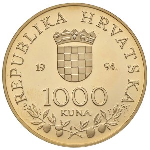 Foreign coins - CROATIA 1,000 Kuna 1994 - KM 33; Fr. 3 AU (g 7.00)...