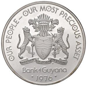 Foreign coins - GUYANA 5 Dollari 1976 - AG (g 37,92)...