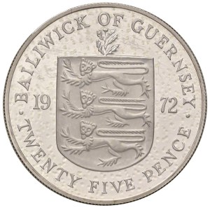 Foreign coins - GUERNSEY Elisabetta II (1952-2022) 25 Pence 1972 -...