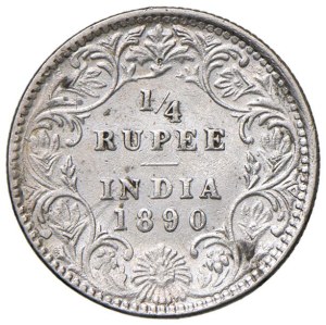Foreign coins - INDIA Victoria (1837-1901) 1/4 Rupee 1890 Bombay -...