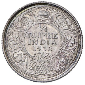 Foreign coins - INDIA Giorgio V (1910-1936) 1/4 Rupia 1936 Bombay ...