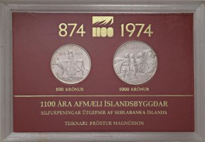 Foreign coins - ICELAND 100 and 50 Kronur 1974 - KM 21, 20 AG In con...