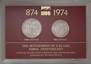 Foreign coins - ICELAND 100 and 50 Kronur 1974 - KM 21, 20 AG In con...