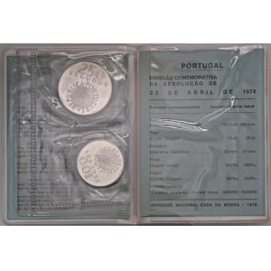 Foreign coins - PORTOGALLO 250 e 100 Escudos 1974 - KM 604, 603 AG...