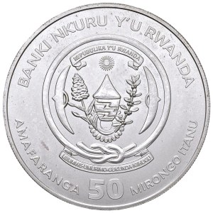 Foreign coins - RWANDA 50 Amafaranga 2017 Hippopotamus - AG (g 31.27...