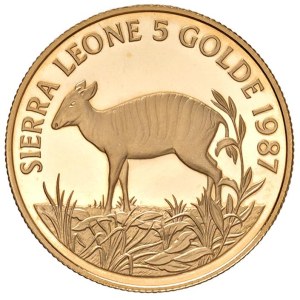 Foreign coins - SIERRA LEONE 5 Golde 1987 - AU (g 16,06)...