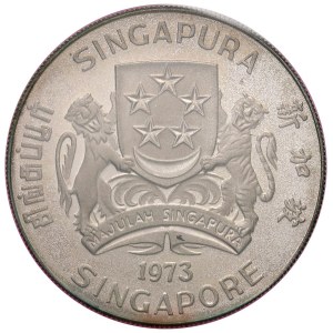 Foreign coins - SINGAPORE 10 Dollari 1973 - KM 9 AG In astuccio or...