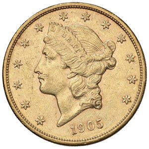 Foreign coins - USA 20 Dollari 1905 - KM 74.3 AU (g 33,46) Colpett...