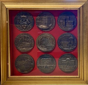 Character medals - Lot of three Squares each with 9 medals of ...