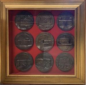 Character medals - Lot of three Squares each with 9 medals of ...