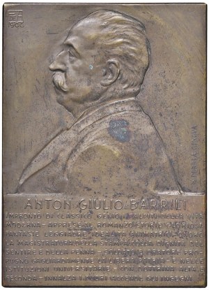 Cities medals - GENOA. plaque 1907 To Antonio Giulio Barrili ...