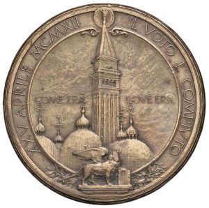 Cities medals - VENICE.Medal 1912 Re-establishment of the bell tower...