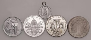 Papal medals - Lot of 5 Papal medals - 3 in silver (45 gr.)...