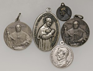 Papal medals - Lot of 5 Papal medals - 2 in silver - All ...