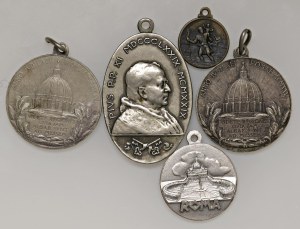 Papal medals - Lot of 5 Papal medals - 2 in silver - All ...